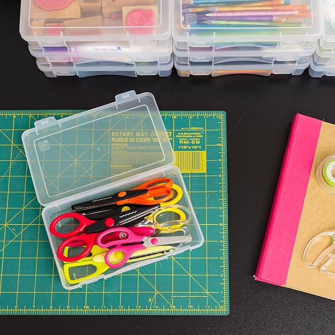 IRIS USA Pencil Case Boxes, 6-Pack, |Made in USA|, Plastic Bead Organizing Containers with Snap Lid for Arts, Crafts, Ephemera, Stickers, & Dance Cheer, Clear - Medium - Image 6
