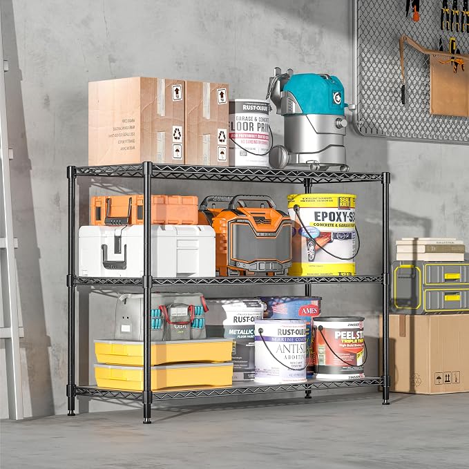 795LBS 3-Shelf Adjustable Storage Shelves 35.1" W x 14" D x 36" H Metal Shelving Unit Heavy Duty Wire Rack Small Organizer with Shelf Liners for Kitchen Pantry Bathroom Closet Garage Black - Image 6