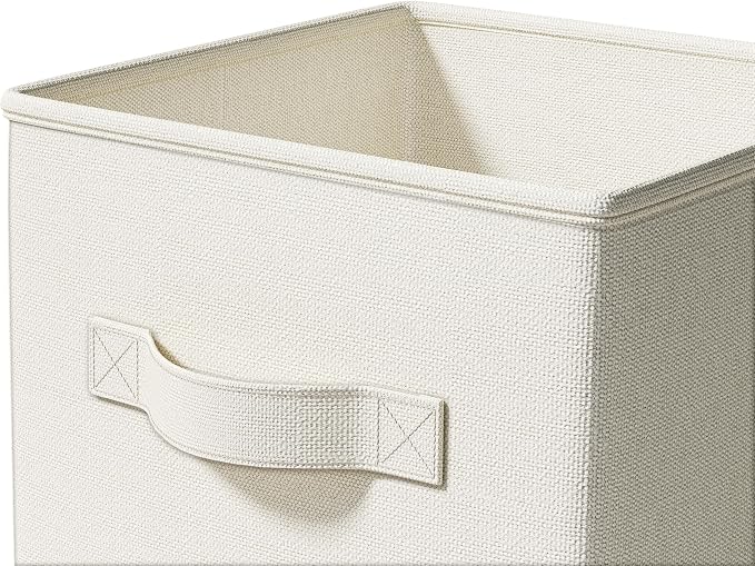 LayerSpace 4 Pack Foldable Fabric Closet Storage Bins, 11Inch Organizer Cubes with Handles, Linen Storage Boxes for Clothes, Toys, Books and Home Organization, White& Ivory - Image 6