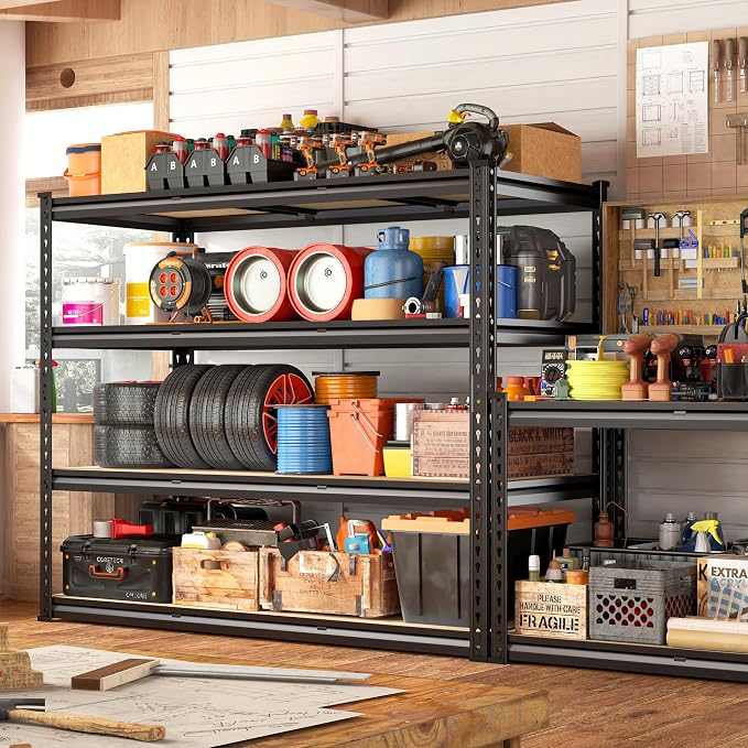 REIBII 48" W Garage Shelving Heavy Duty, 2000LBS Storage Shelves, 4 Tier Adjustable Metal Shelves for Garage Shelving Sturdy Industrial Shelf, Easy Assemble, 48" W x 60" H x 18" D - Image 2