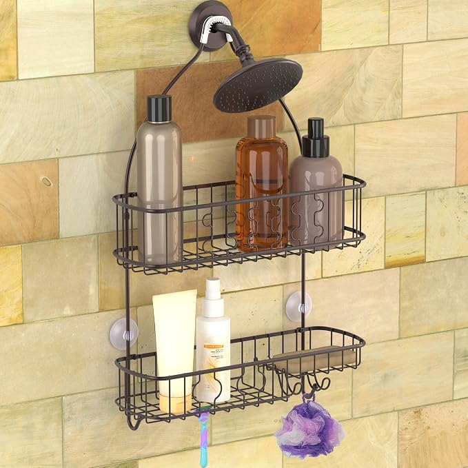 Simple Houseware Bathroom Hanging Shower Head Caddy Organizer, Bronze (26 x 16 x 5.5 inches) - Image 5