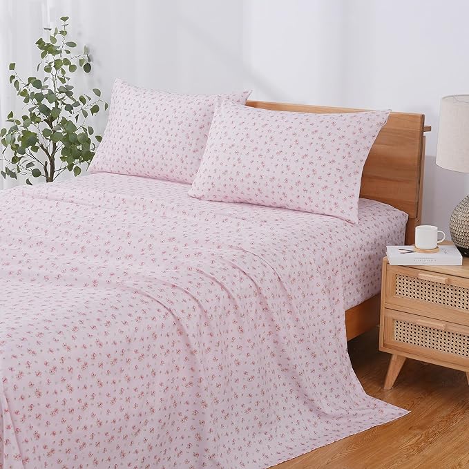 Modern Threads Silky Soft Microfiber and Wrinkle Free Sheets - Luxurious Microfiber Bed Sheets Includes Flat Sheet, Fitted Sheet with Deep Pockets, & Pillowcases Blush, King