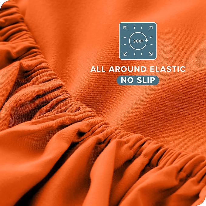 Bare Home Split Head Flex King Sheet Set - 1800 Ultra-Soft Microfiber Bed Sheets - Double Brushed - Deep Pockets - Easy Fit - 4 Piece Set - Bedding Sheets & Pillowcases (Orange)