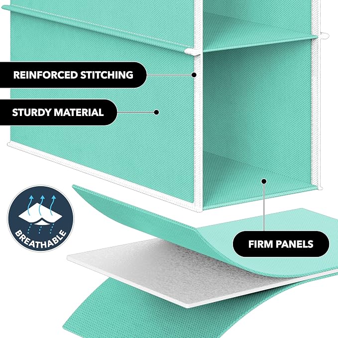 Simple Houseware 10 Shelves Hanging Shoes Organizer Holder for Closet, Turquoise - Image 5