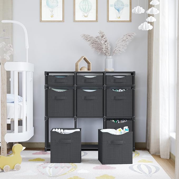 Cube Storage Organizer with Storage Bins Included - The Perfect Closet Organizers and Storage Solution. Includes 9 Storage Cubes, Great For Toy Storage, Closet Storage, Clothes Storage (Dark Grey) - Image 6