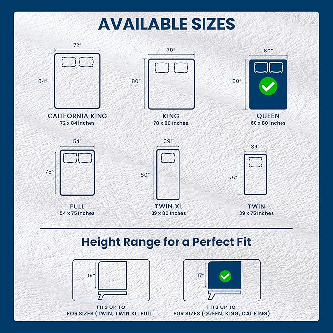 Queen Size Mattress Protector Waterproof 14 Pack, Premium 200 GSM Terry Mattress Cover, Soft & Breathable Bed Cover, Fitted Sheet Style Stretchable Deep Pockets 17" by Utopia Bedding (White)