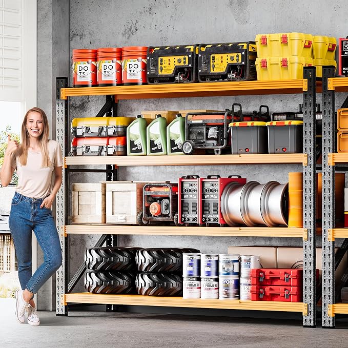 6000LBS Heavy Duty Garage Shelving Units,79" Wide & Deep Storage Shelves,Orange Metal Garage Shelves,Large Storage Rack,Steel Shelf,Industrial Shelving for Shop,Warehouse,79" W x 24" D x 79" H - Image 8