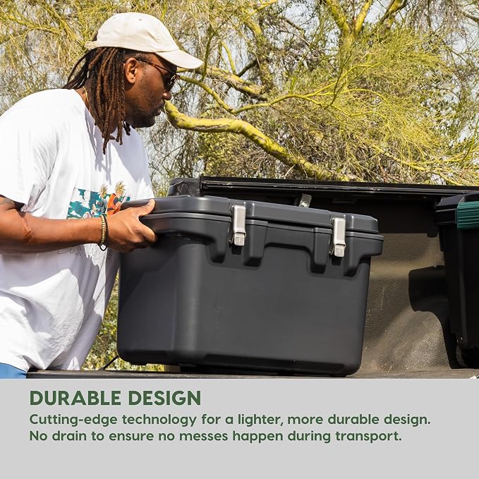 IRIS USA Hugel 44 QT Cooler, Heavy Duty Metal Buckles, Leak-Free Design, Durable Hard Cooler, Ice Chest with Bungee Strap, Molded Handles, Camping Boat Tailgating Road Trips, Charcoal Gray - Image 6