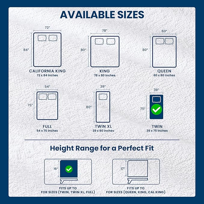 Twin Size Mattress Protector Waterproof 2 Pack, Premium 200 GSM Terry Mattress Cover, Soft & Breathable Bed Cover, Fitted Sheet Style Stretchable Deep Pockets 15" by Utopia Bedding (White)
