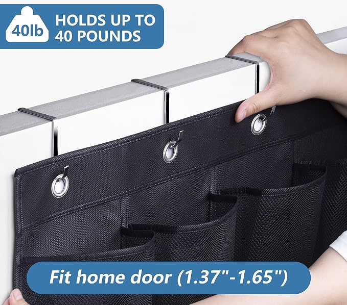 MISSLO 28 Large Pockets Hanging Shoe Organizer Over The Door Shoe Rack for Closet Door Storage Mesh Shoe Holder Hanger for Men, Black - Image 4