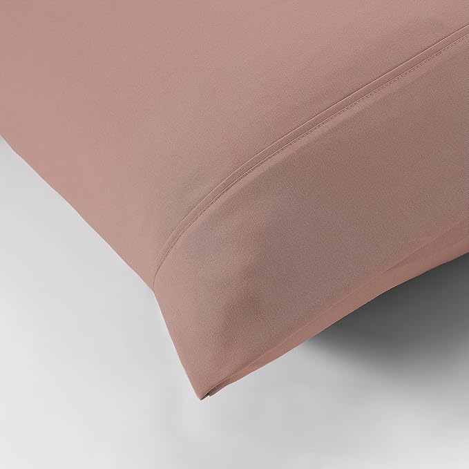 Modern Threads Soft Microfiber Solid Sheets - Luxurious Microfiber Bed Sheets - Includes Flat Sheet, Fitted Sheet with Deep Pockets, & Pillowcases Rose Full
