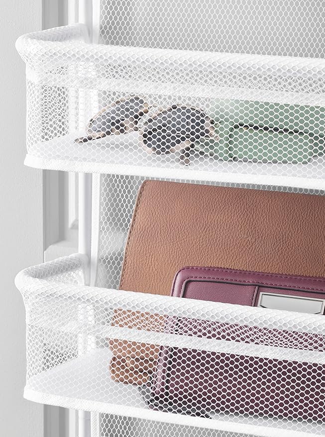 Whitmor Over The Door Organizer - 6 Sections - Pantry, Bathroom, Accessory Organizer - Metal and Mesh - White - Image 6