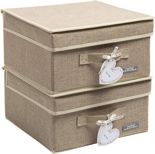 YueYue Foldable Fabric Closet Organizer Bins Box Storage - 2 Pack 12.4 X 12 X 6.7 Inch Storage Bins With Lids Boxes Linen - Bins Storage Box Collapsible Cloth Pack Lid by YueYue