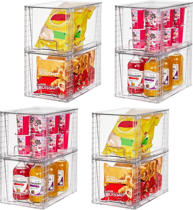 Vtopmart 8 Pack Large Stackable Storage Drawers,Clear Acrylic Drawer Organizers with Handles, Easily Assemble for Fridge, Bathroom,Kitchen Undersink,Cabinet,Pantry Organization and Storage - Image 6
