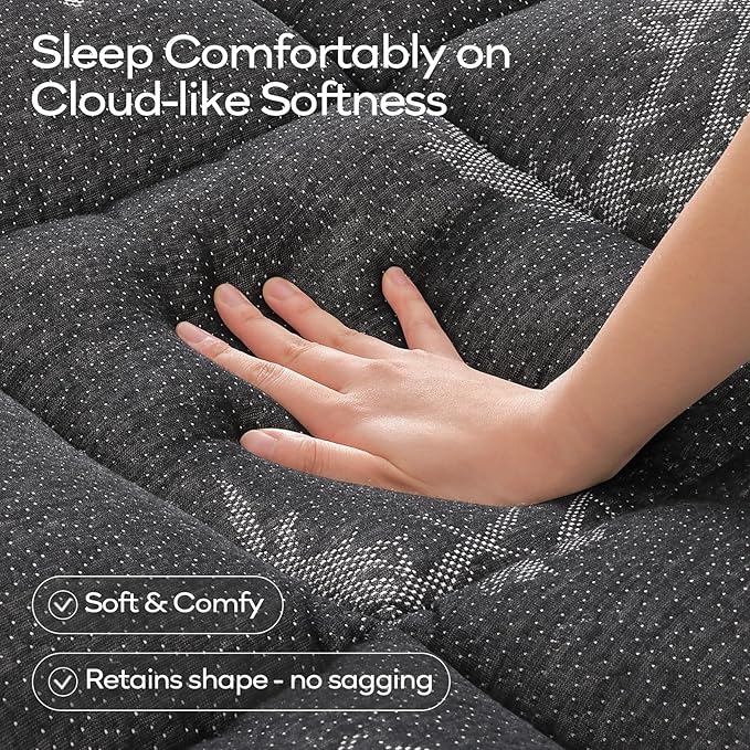 OLANLY Full Mattress Topper – Viscose Made from Bamboo, Cooling Soft Full Pillow Top Mattress Pad for Back Pain Relief, Plush Down Alternative Fill Bed Topper with Elastic Deep Pocket, Dark Gray