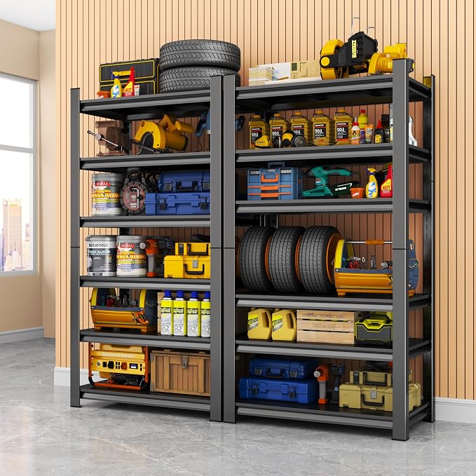 82" H Garage Shelving, 6 Tier Heavy Duty Metal Garage Storage Shelves, 3000 lbs Adjustable Standing Shelf and Double-Layer Posts for Garage,Warehouse,Basement, Kitchen,Thickened(82×40×18in) - Image 2