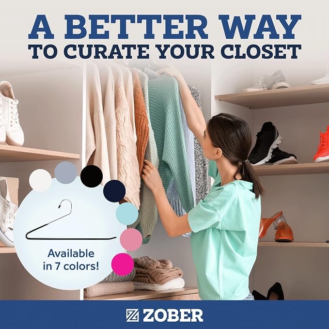 Zober Pants Hangers Non Slip - Open Ended Pants and Jean Hangers for Closet - Space Saving Clothes Hanger - Strong, Durable, Metal Pant Hangers (Black) - Image 8
