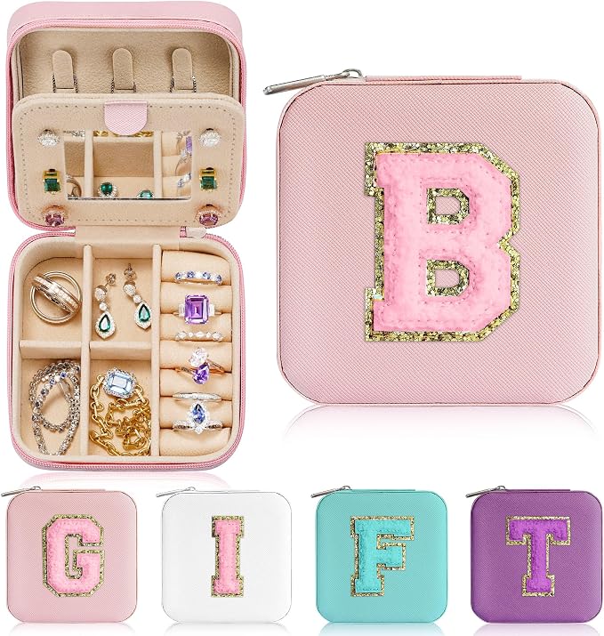 Parima Teen Girl Gifts Trendy Stuff for Girls, Pink Jewelry Box for Teen Girl | Travel Must Have Jewelry Box for Girls | Birthday Gift Graduation Travel Gifts - Letter B, Pink by PARIMA