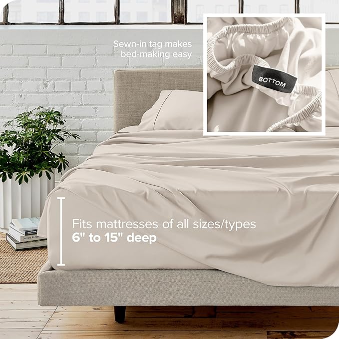 Bare Home Twin XL Sheet Set - 1800 Ultra-Soft Microfiber Twin Extra Long Bed Sheets - Double Brushed - Deep Pockets - Easy Fit - 3 Piece Set - Bedding Sheets & Pillowcases (Twin XL, Wheat)