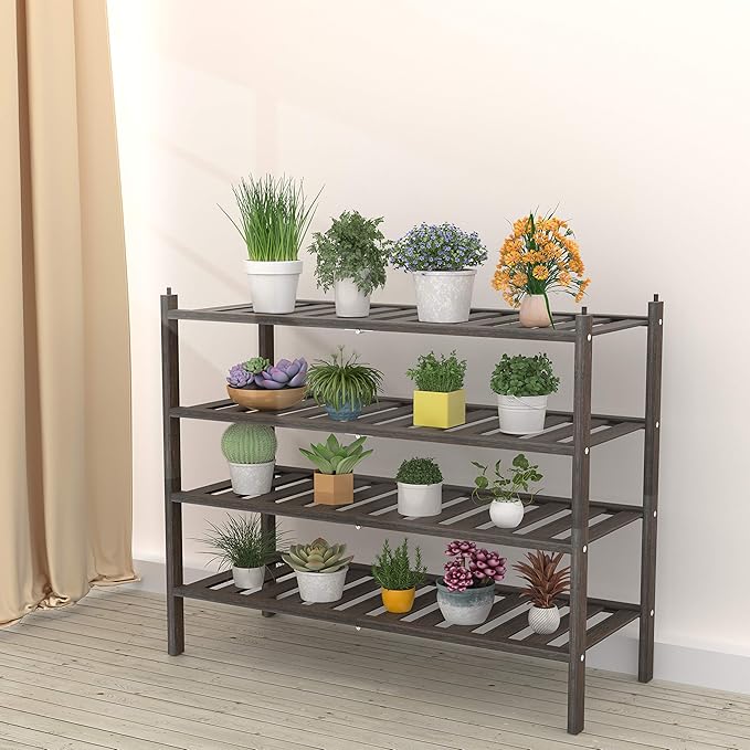 Dranixly Bamboo 2-Tier Shoe Rack Stackable Shelf Storage Organizer for Entryway, Hallway and Closet, 27.2"x11"x13.2" (Mocha) - Image 6