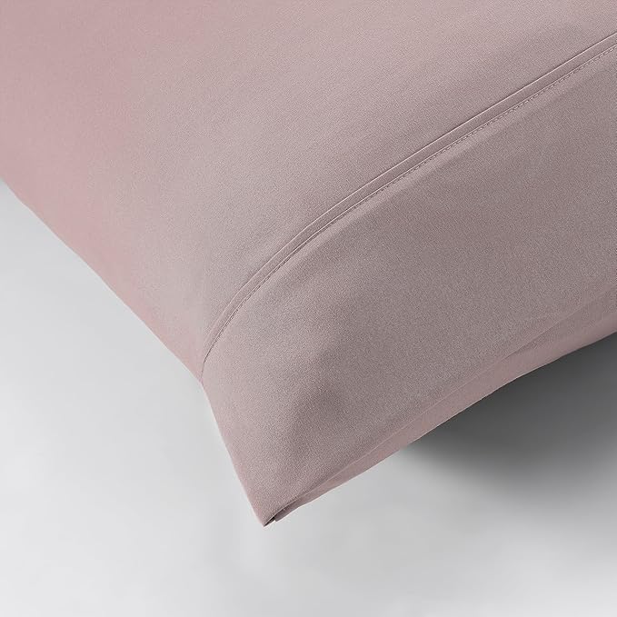 Modern Threads Soft Microfiber Solid Sheets - Luxurious Microfiber Bed Sheets - Includes Flat Sheet, Fitted Sheet with Deep Pockets, & Pillowcases Cameo Rose King