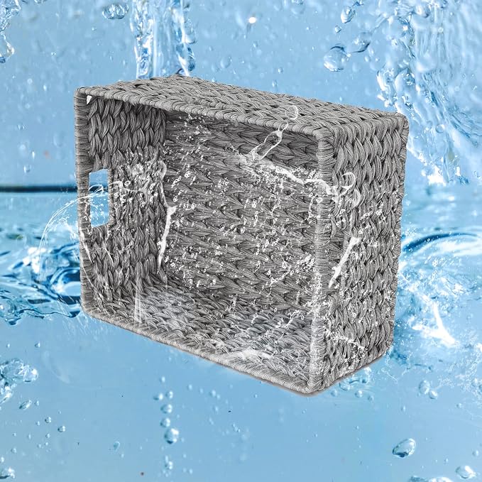 GRANNY SAYS Large Wicker Basket for Storage, Waterproof Baskets for Shelves, Storage Baskets with Handles, Grey Basket for Storage, 1-Pack - Image 7