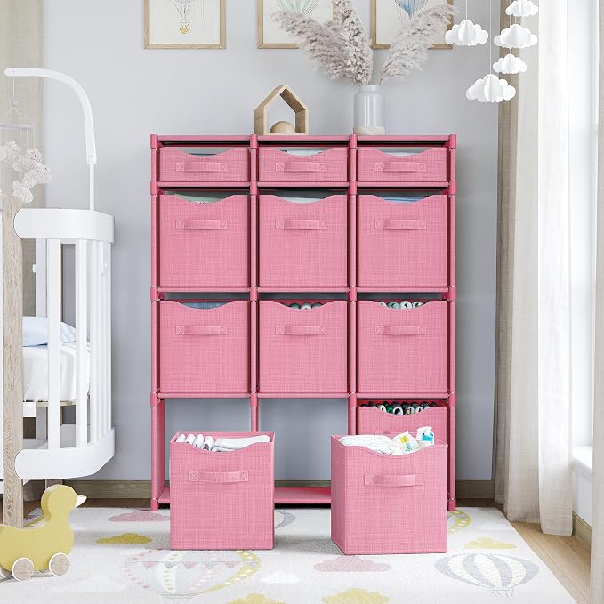 Cube Storage Organizer with Storage Bins Included - The Perfect Closet Organizers and Storage Solution. Includes 12 Storage Cubes, Great For Toy Storage, Closet Storage, Clothes Storage (Pink) - Image 6