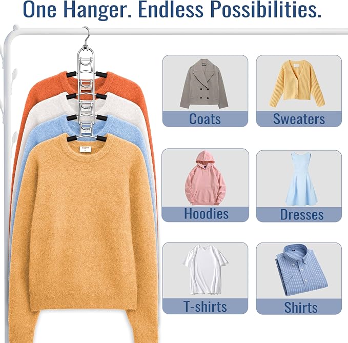 Clothes Hangers Space Saving, Newly Upgraded Detachable Shirt Hangers, 4-Tier Non-Slip Coat Hanger with 360° Swivel Hook for Closet Organizers and Storage Shirt,Sweater,Suit - 2 Pack, Patent Pending - Image 4