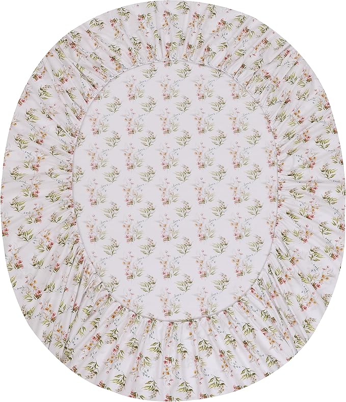 RUVANTI 100% Cotton Sheets – Full Size Percale Bedding, Cooling & Breathable Floral Design, Durable with a Crisp, Soft & Comfortable Feel, 16" Deep Pocket, 4-Piece Set, Floral Bliss