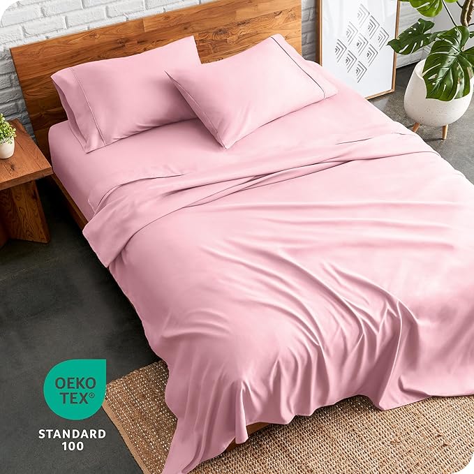 Bare Home King Sheet Set - 1800 Ultra-Soft Microfiber King Bed Sheets - Double Brushed - Deep Pockets - Easy Fit - 4 Piece Set - Bedding Sheets & Pillowcases (King, Light Pink)