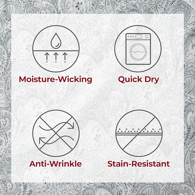 Mellanni Full Sheets Set - 4 PC Iconic Collection Bedding - Hotel Luxury, Extra Soft, Cooling Bed Sheets - Wrinkle, Fade, Stain Resistant (Full, Paisley Gray)