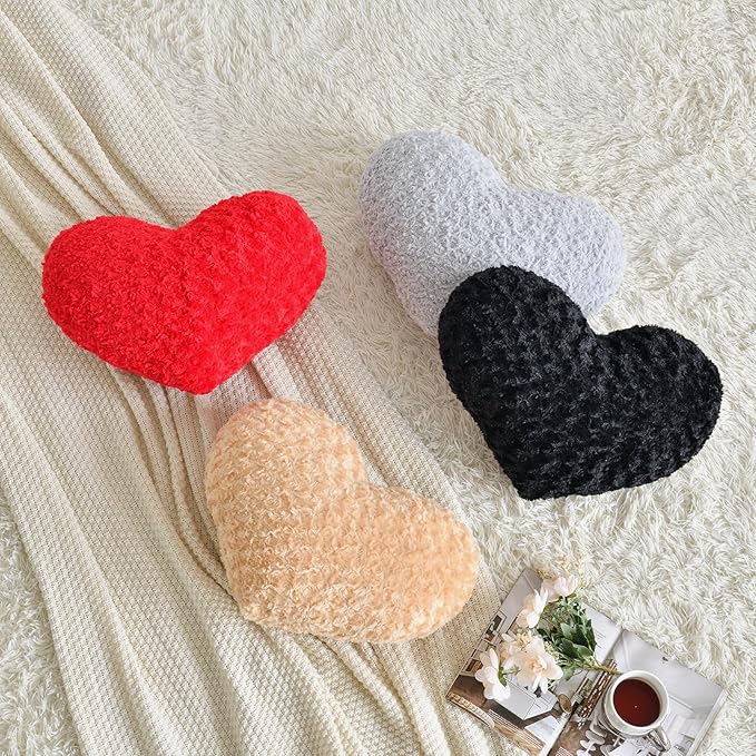 Heart Pillow, Soft Heart Shaped Pillow with Room Decorative Throw Pillows for Bed Couch Chair Sofa, Heart Shaped Cute Throw Pillow Cushion for Bedroom Living Room (Grey, Mini 12.9" x 9.8")
