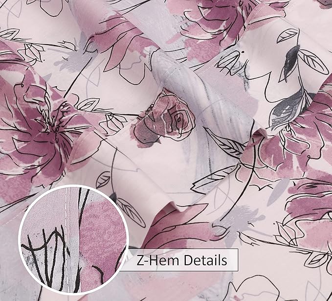 RUVANTI 100% Cotton Sheets – Split King Size Percale Bedding, Cooling & Breathable Floral Design, Durable with a Crisp, Soft & Comfortable Feel, 16" Deep Pocket, 5-Piece Set, Lilac Floral