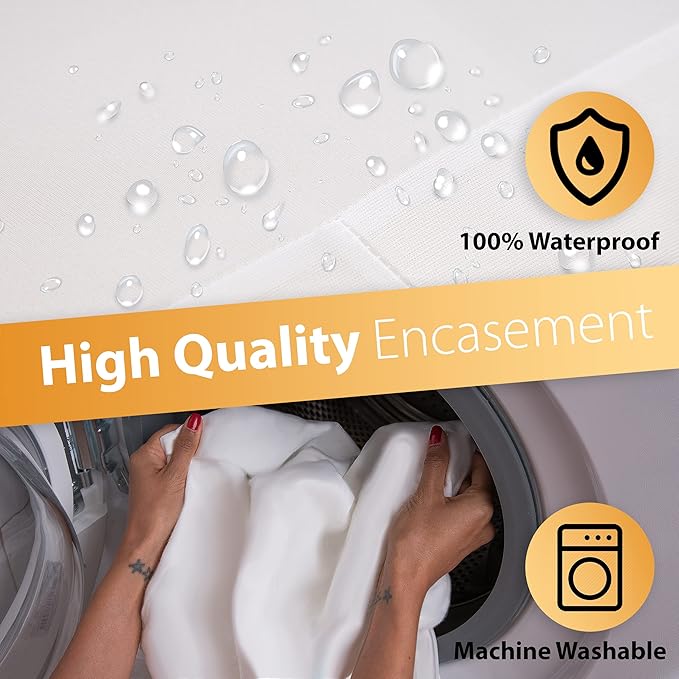 Waterproof Mattress Protector Full Size - 6-Sided Zippered Mattress Encasement, Breathable Fabric Cover, Machine Washable, Fits Full Mattress 54 x 75 Inches, Up to 16" Deep