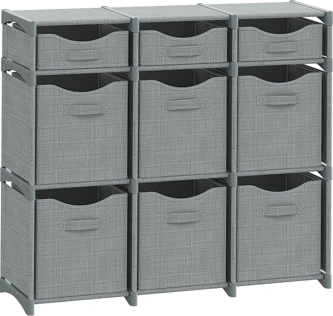Cube Storage Organizer with Storage Bins Included - The Perfect Closet Organizers and Storage Solution. Includes 9 Storage Cubes, Great For Toy Storage, Closet Storage, Clothes Storage (Grey) by Neaterize