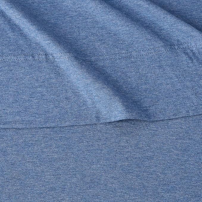 Amazon Basics 4 Piece Breathable Cotton Jersey Knit Bed Sheet Set with Deep Pockets, Stretchy Sheets, Queen, Chambray