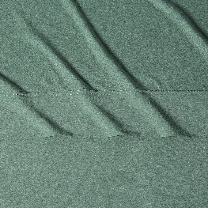 Amazon Basics 100% Cotton Jersey Bed Sheet Set, Twin, Olive (Melange), Solid