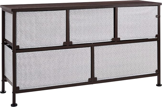 Amazon Basics Extra Wide Fabric 5-Drawer Storage Organizer Unit for Bedroom Closet, Bronze - Image 4