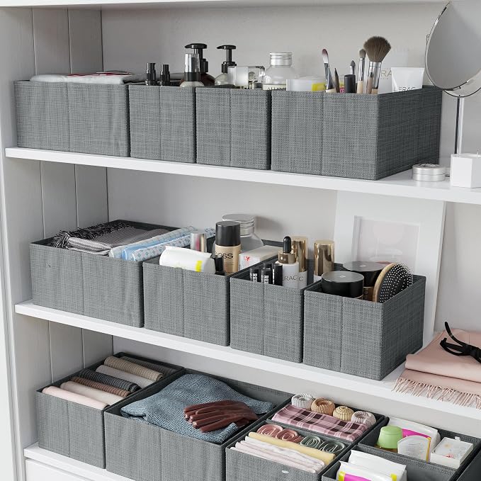 Drawer Organizer Clothes Set of 12 Grey - Dresser Organizer For Nursery, Bedroom, Closet - The Perfect Baby Clothes Organizer and Storage & General Nursery Organization or Dresser Drawer Organizers - Image 6