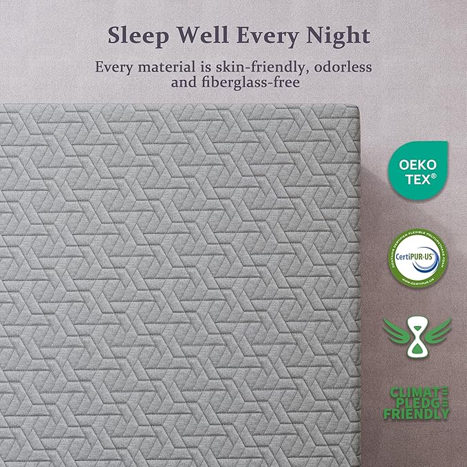 Sleepmax Extra Firm Mattress Topper 4 Inch Full Size - Fusion Memory Foam Bed Topper Enhanced Pain Relief - Gel Bamboo Charcoal Green Tea Copper Cooling Pad with Cover No Odor - CertiPUR-US Certified