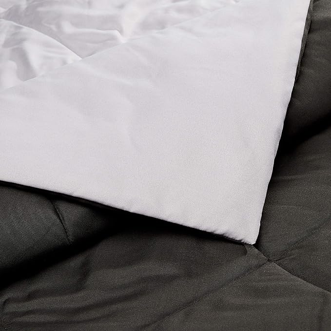 Amazon Basics Reversible Lightweight Microfiber All Season Comforter Blanket, King, Black/Grey