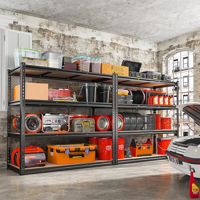 REIBII 48" W Garage Shelving Heavy Duty 2550 LBS Storage Shelves 4 Tier Heavy Duty Shelving, Adjustable Metal Shelves, Industrial Shelf for Garage, Warehouse, Pantry, 48" W x 60" H x 24" D - Image 3