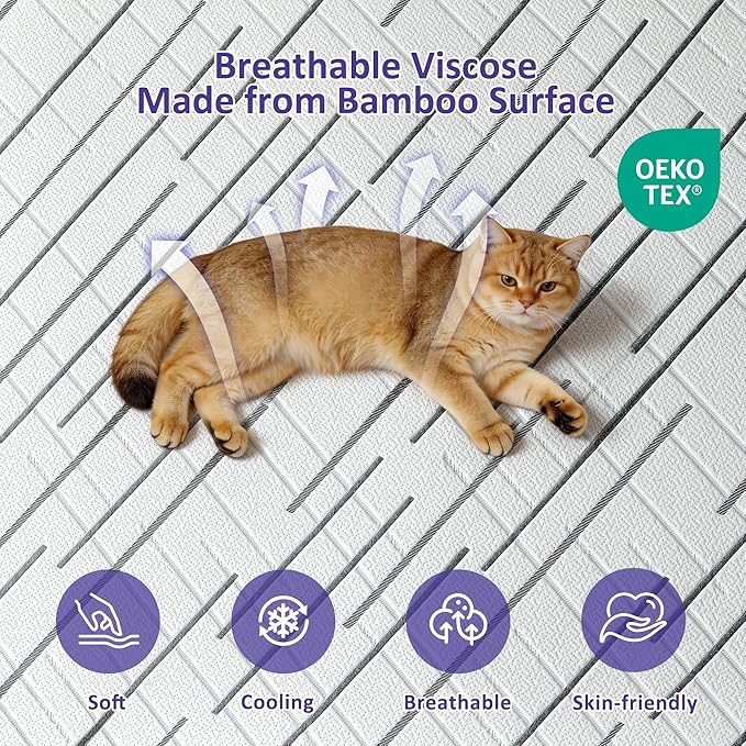 3 Inch Gel Memory Foam Mattress Topper California King Size with Removable & Washable Viscose Made from Bamboo Cooling Breathable Cover, Soft Bed Topper for Back Pain, CertiPUR-US Certified