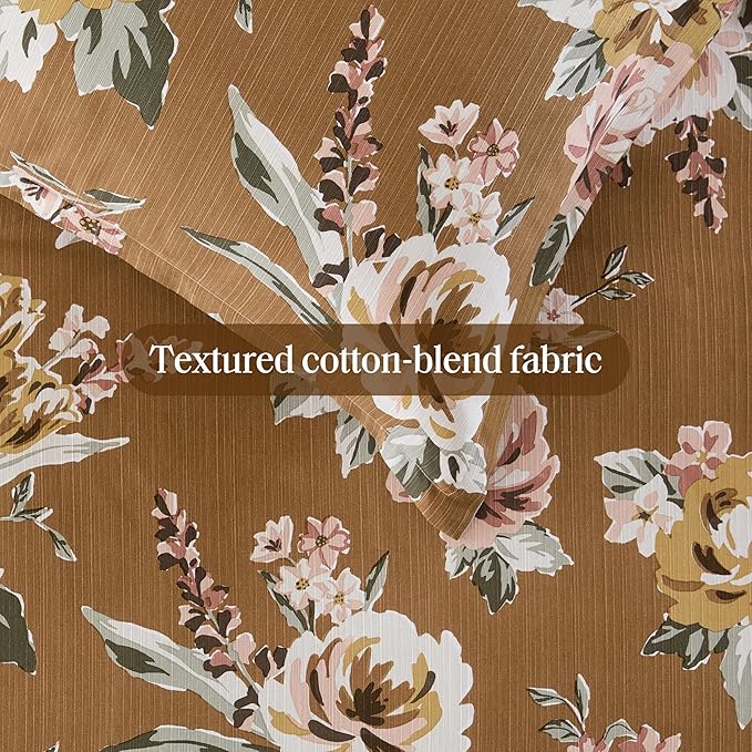 Madison Park Vintage Floral Reversible Comforters King Size Bed, All Season, Down Alternative Bedding Comforter, Bedskirt, Pillows, Shams, Salara, Queen Terracotta 7 Piece | Reversible