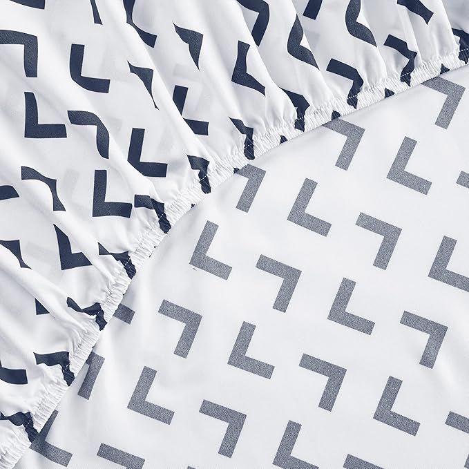 Utopia Bedding Queen Sheet Set, Soft Microfiber 4 Piece Bed Sheets with 15" Deep Pocket - Easy Care Brushed Microfiber (Arrows - Navy)