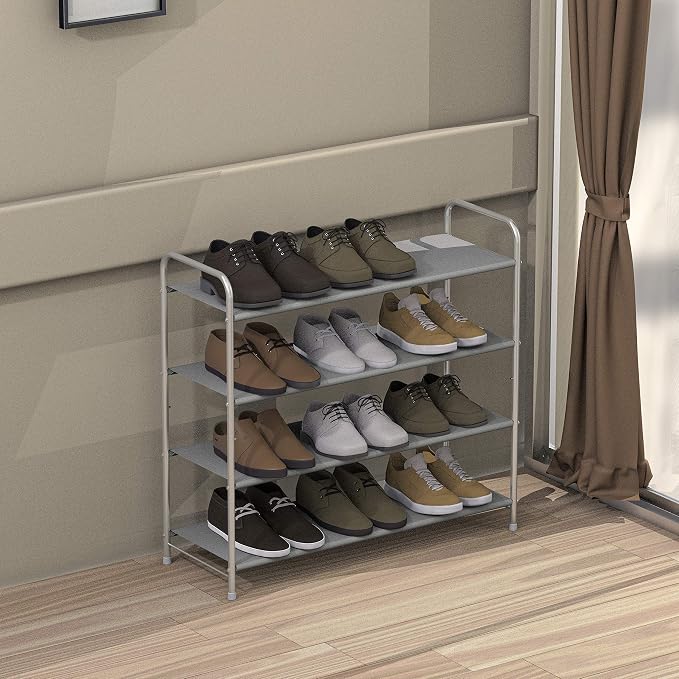 Simple Houseware 4-Tier Shoe Rack Storage Organizer 20-Pair, Grey - Image 2