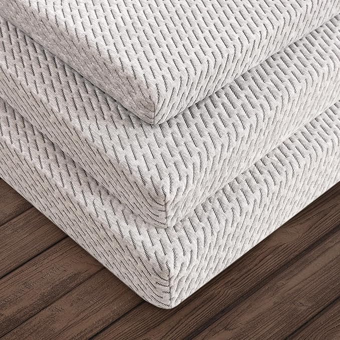 SyMax 4 Inch Mattress Topper Cover, King Size Mattress Topper Protector Cover, Breathable Removable Zipper Cover, Cover Only, Gray