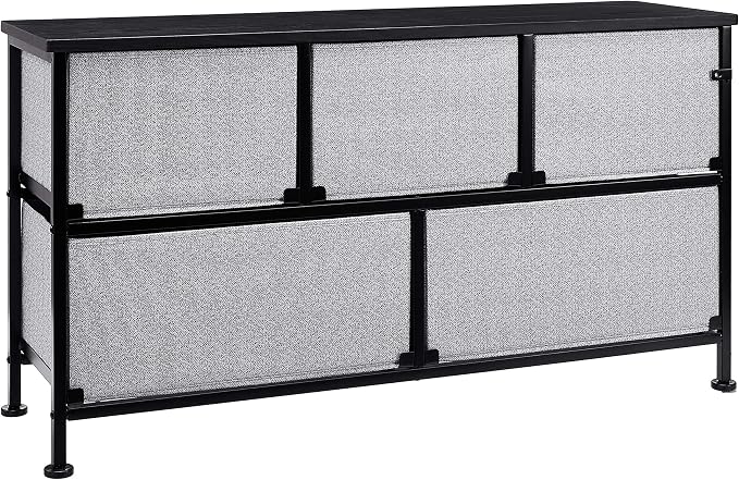 Amazon Basics Extra Wide Fabric 5-Drawer Storage Organizer Unit for Bedroom Closet, Black - Image 5