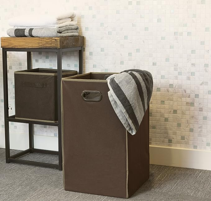 Simple Houseware Foldable Closet Laundry Hamper Basket, Brown - Image 4