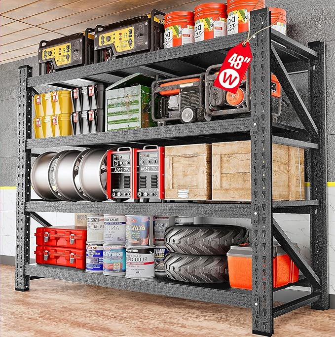 48" Wide Heavy Duty Garage Shelving Units,3000LBS 24 Deep Storage Shelves,Metal Garage Shelves,Large Storage Rack,Steel Shelf,Industrial Shelving for Shop,Warehouse,Basement,48" W x 24" D x 70" H by SISESOL